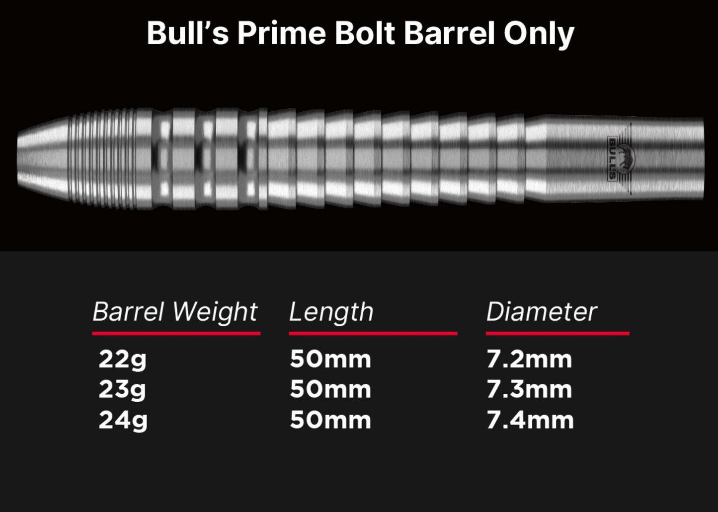 Bull's Prime Bolt CP Steeltip Barrels Only 90%