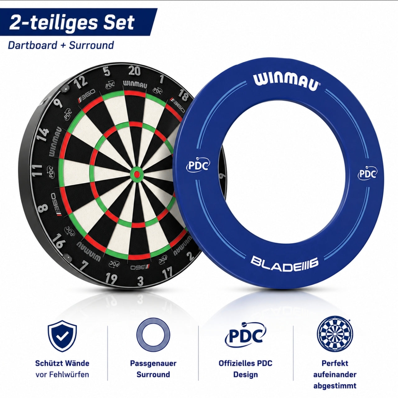 Winmau Blade 360 + Winmau PDC Blue Surround Bundle