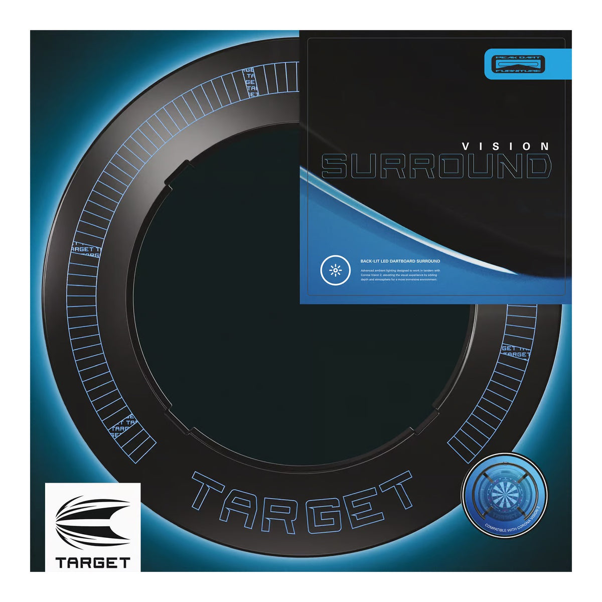 Target Corona Vision Notched Dartboard Surround mit Beleuchtung