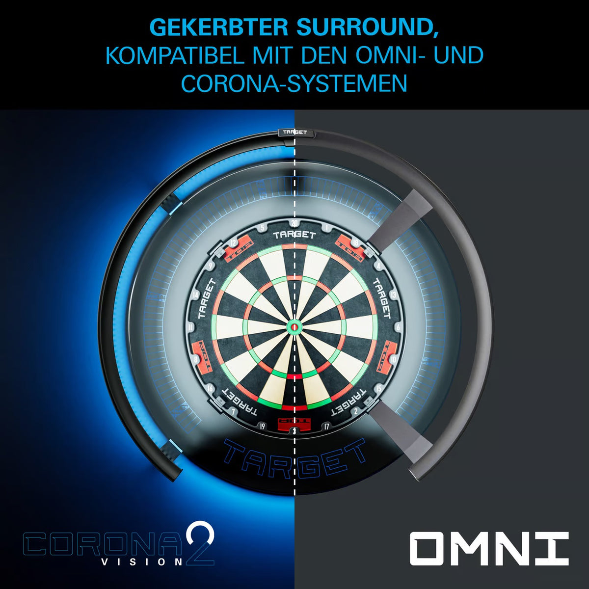 Target Corona Vision Notched Dartboard Surround mit Beleuchtung