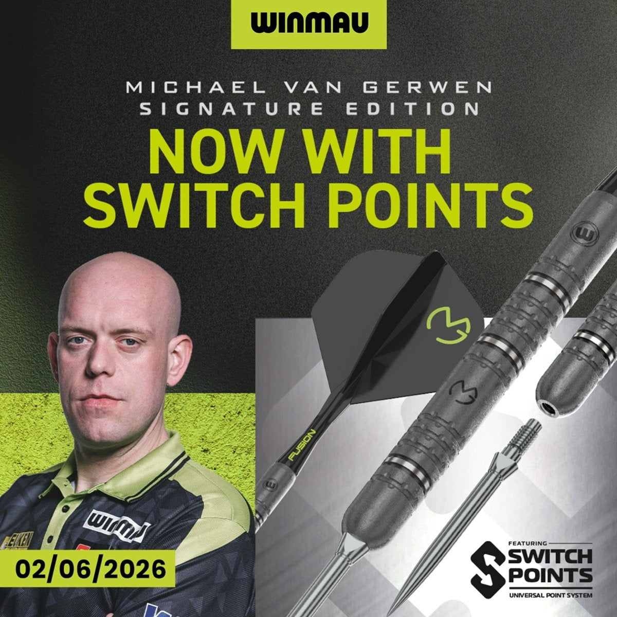 Winmau Michael van Gerwen MVG Signature Edition Switch Point 90% Steeldarts