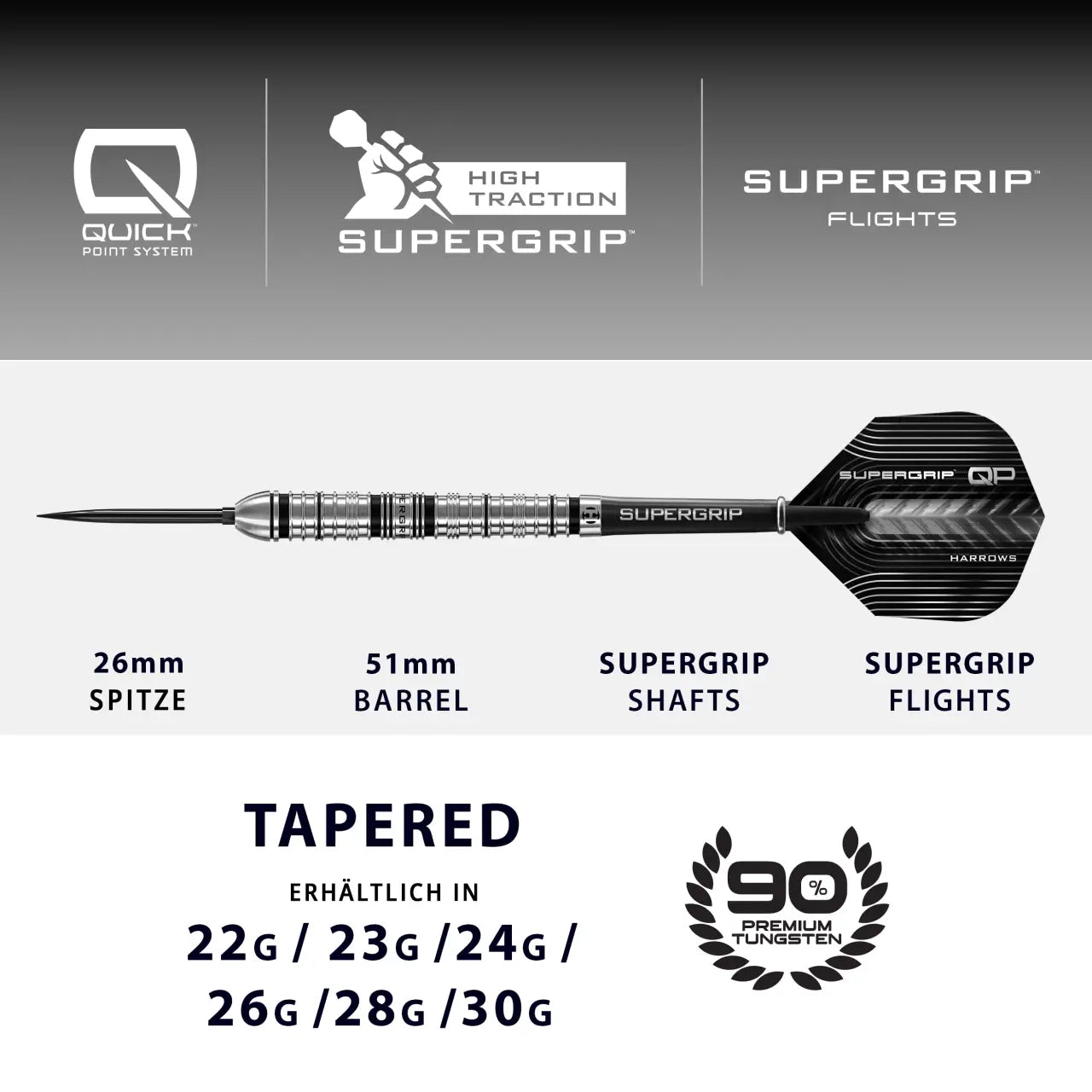 HARROWS Supergrip QP Tapered QUICK Point 90%