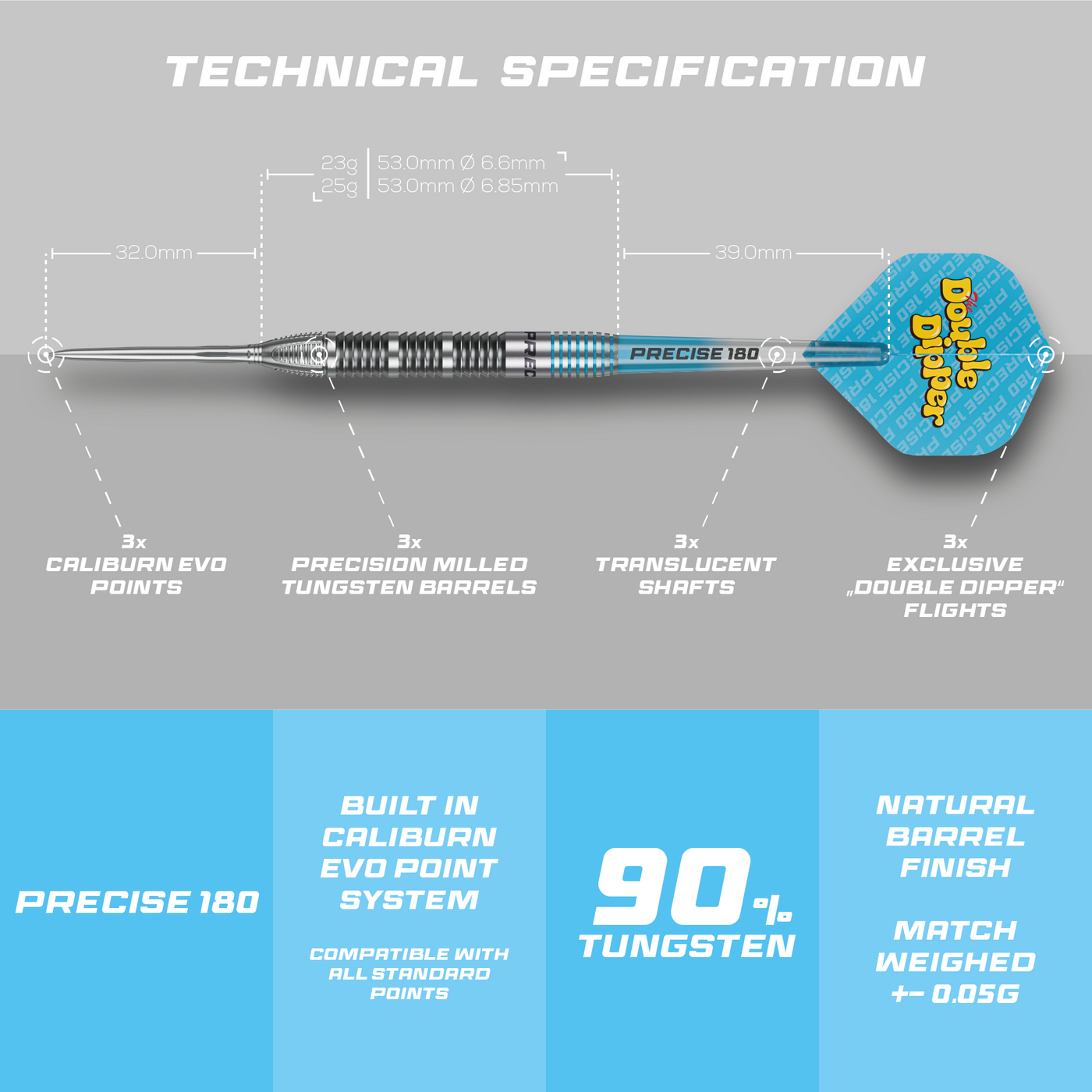 Precise180 Bela Double Dipper 90% Steeldarts
