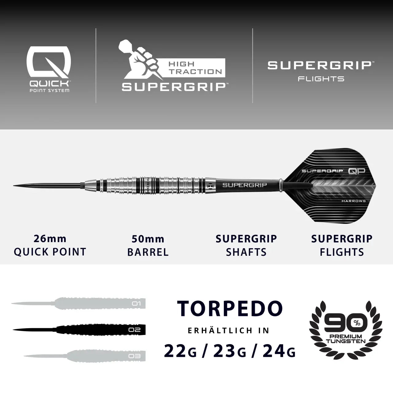HARROWS Supergrip QP Torpedo QUICK Point 90%