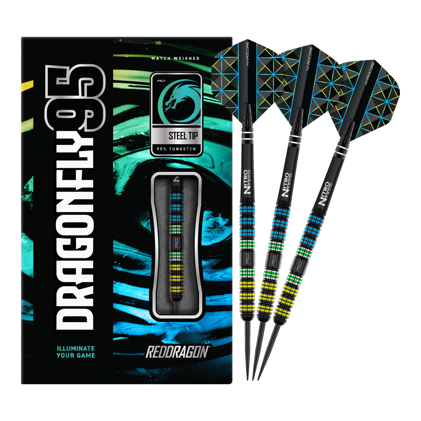 Red Dragon - Dragonfly Black Parallel Steeldarts – 95% Tungsten