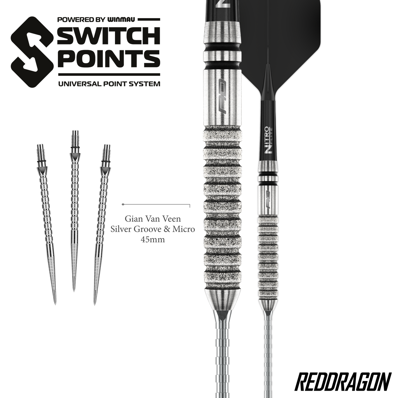 Red Dragon Gian Van Veen Tour Edition Switch Point Steeldarts - 21g